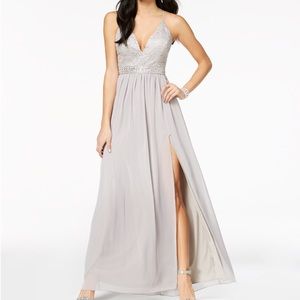 Emerald Sundae Womens Embellished Gown Dress, Grey